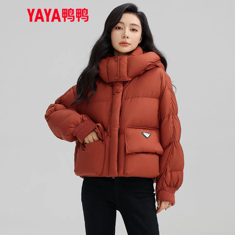 鸭鸭羽绒服女2024冬新品短款时尚百搭休闲鸭绒面包服保暖厚外套X