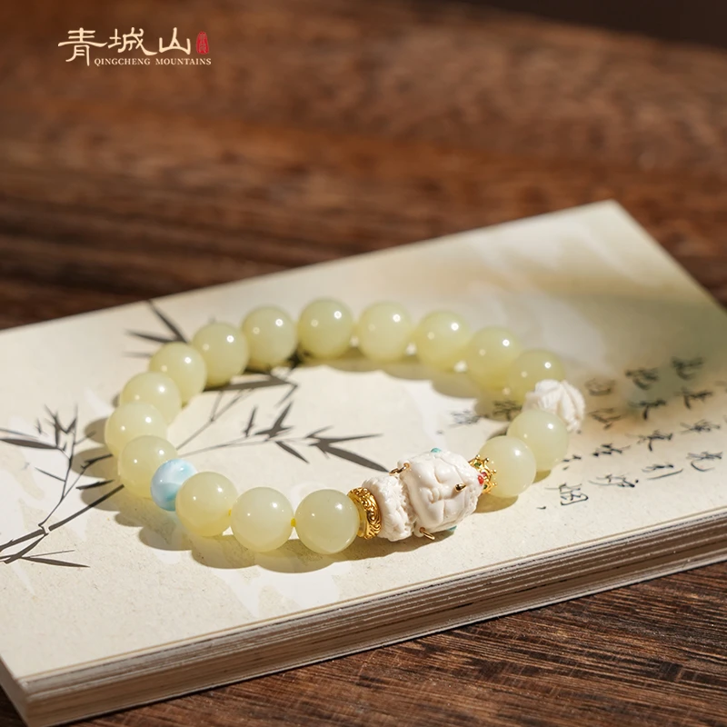 QINGCHENGSHAN/青城山「：」渡母｜和田玉黄口文玩手串16颗10mm