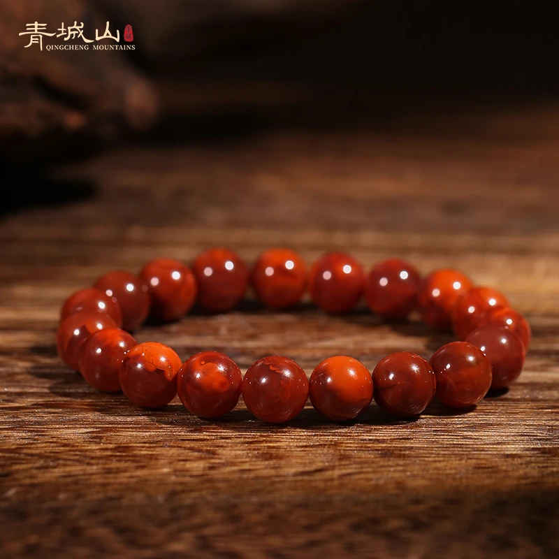 青城山天然原矿火焰纹手串8mm素圈正品南红玛瑙手串