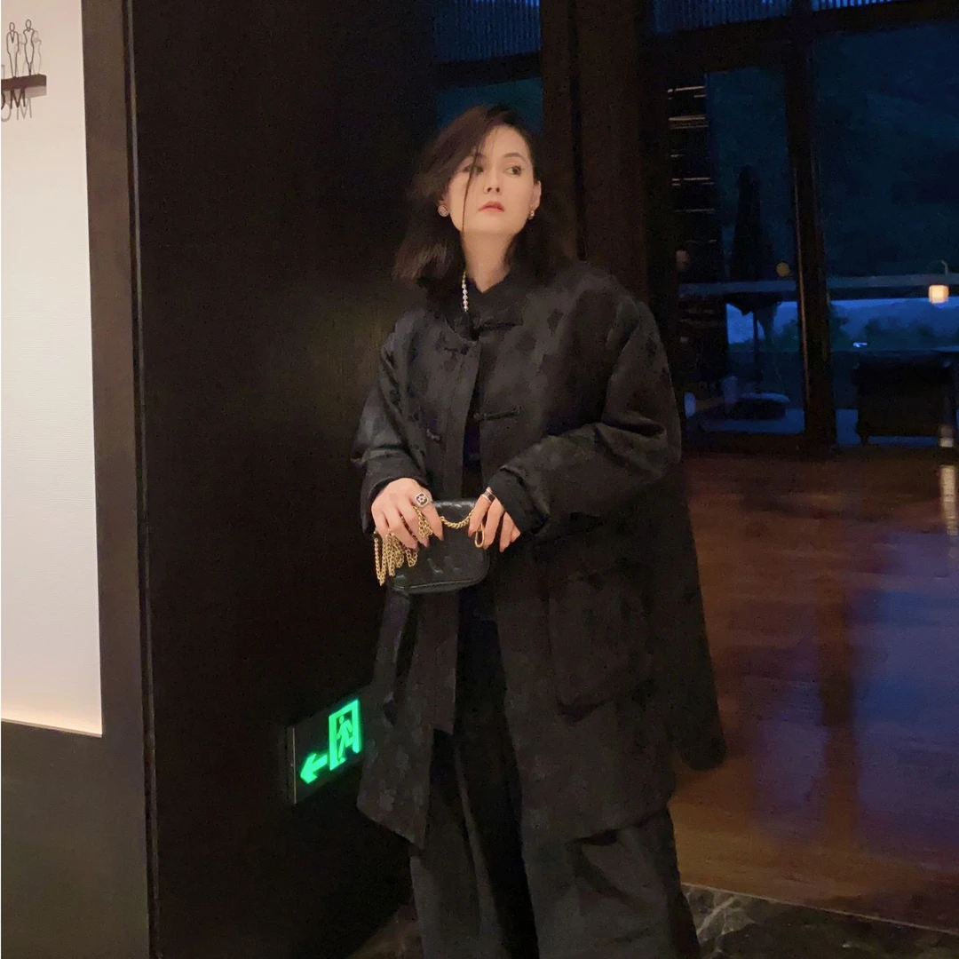 《秋风》新中式原创设计新款中长款风衣外套中国风立领风衣