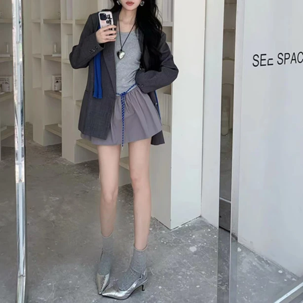 【花粉专享】大女主气场黑色经典翻领宽松廓形慵懒风设计感西装外套