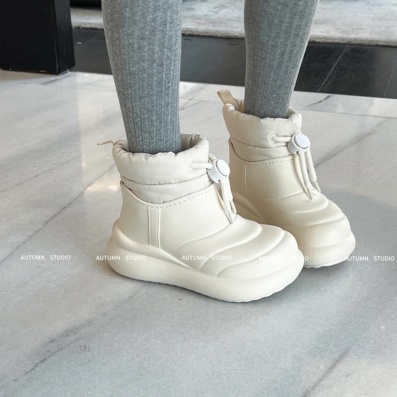 【奶油泡芙】奶油风毛茸茸冬季保暖雪地靴百搭短靴