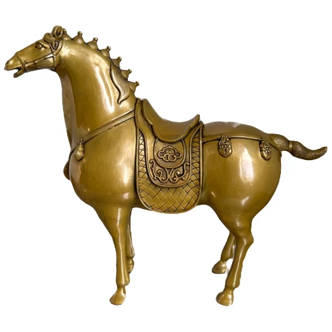 铜马摆件仿古做旧颜色古黄色马到成功工艺品摆件家居桌面装饰品