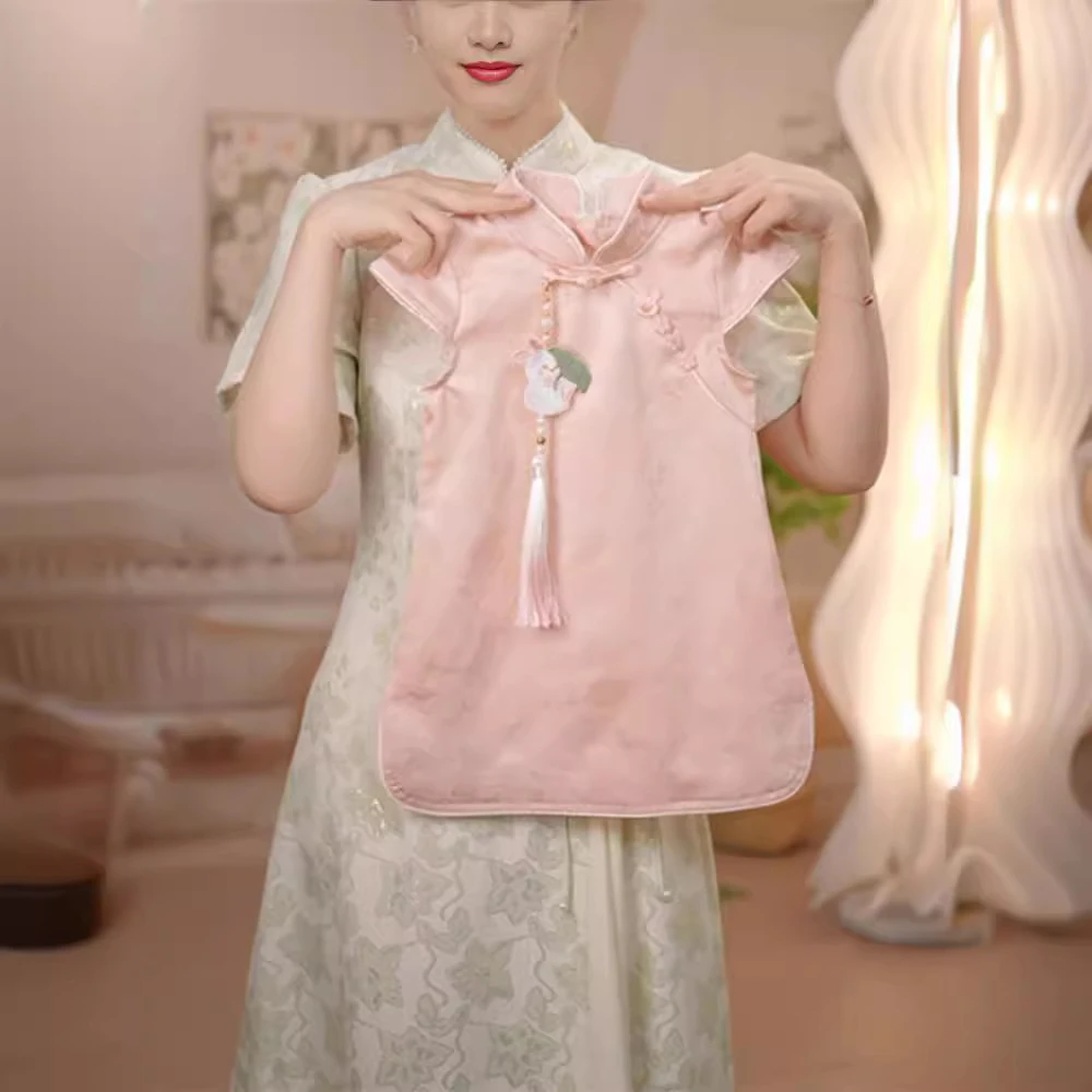 女童粉色旗袍连衣裙夏季2025新款儿童宝宝薄款流苏民国风公主裙子