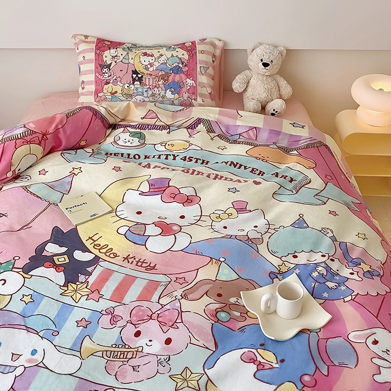 三丽鸥牛奶绒床上四件套加绒床笠1.5米被套儿童宿舍珊瑚绒三件套