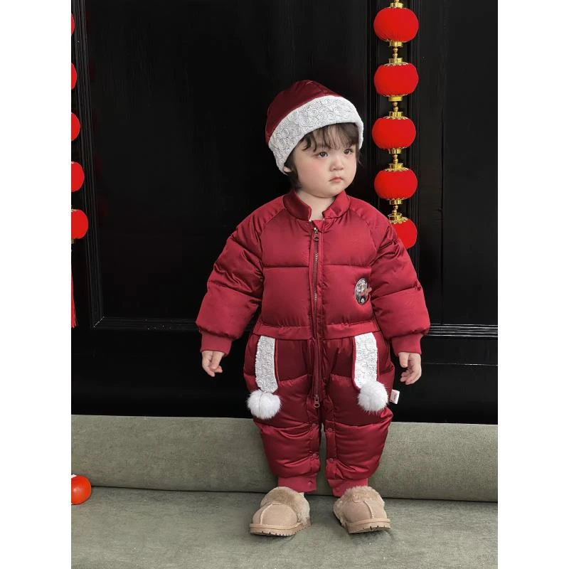2024新款年服婴幼儿冬季连体衣儿童国风加厚保暖婴童棉衣Y26-053