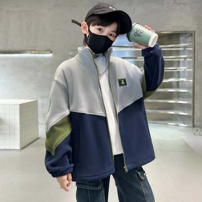 FT2268 男童冬款加绒大童外套加厚新款儿童棉服双面奥粒绒上衣