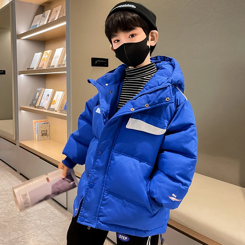 BX536男童冬装棉服中大童外套2024新款儿童棉衣加厚棉袄蓝色冬季