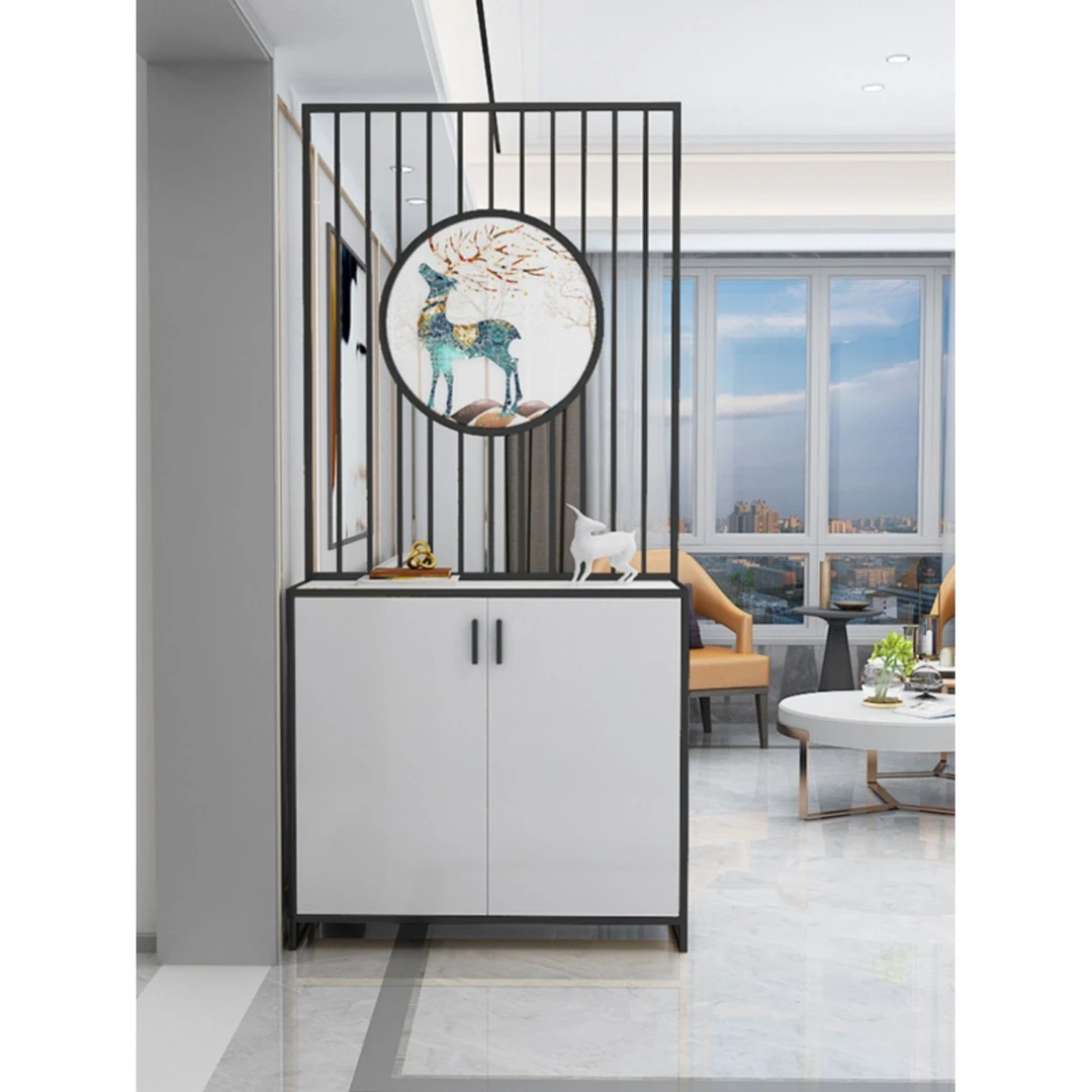 北欧玄关柜鞋柜一体屏风柜子现代简约进门入户隔断金属客厅柜轻奢