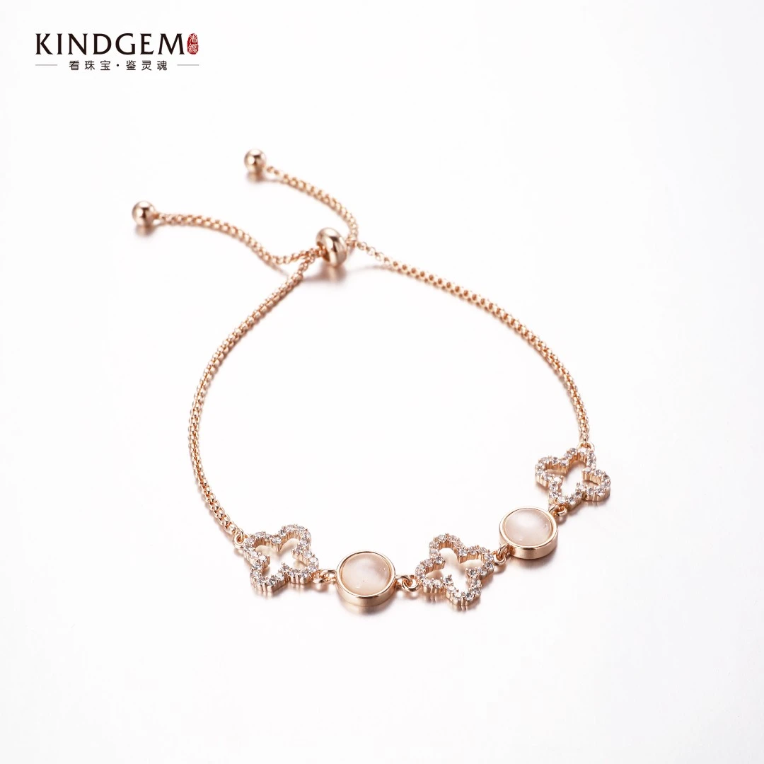 铜合金合成锆石手链 四叶草气质时尚伸缩绳手链 BX16XKKC-26726