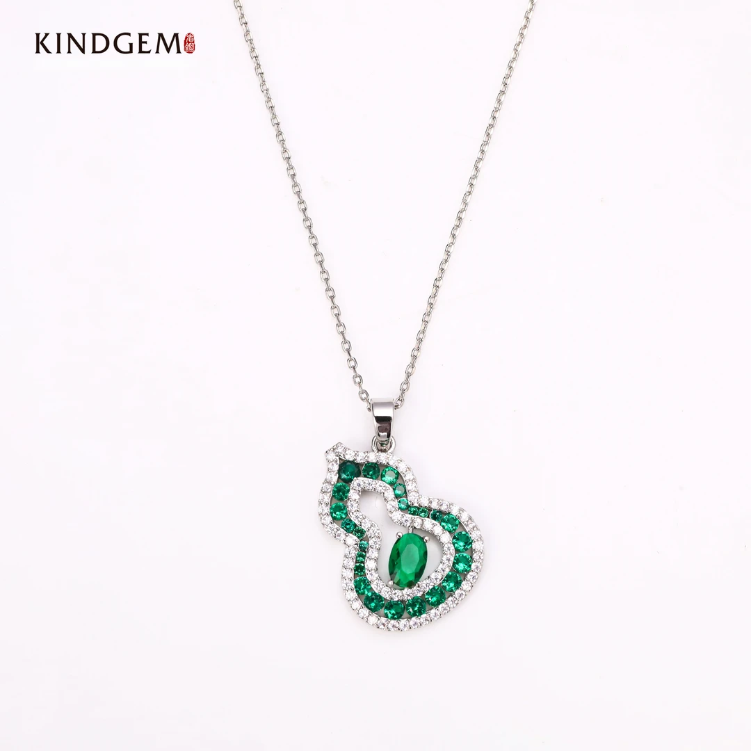 铜合金合成锆石吊坠 BP47XXLC-22520 绿色葫芦时尚项链锁骨链