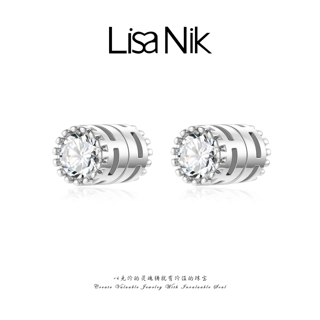 铜合金合成锆石耳饰 小巧简单高级百搭磁引扣耳环CL44XQEC-21699