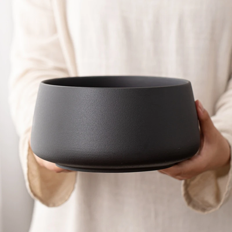 现代简约陶瓷茶水缸茶洗大号粗陶茶渣缸茶筒轻奢风建水茶海水盂