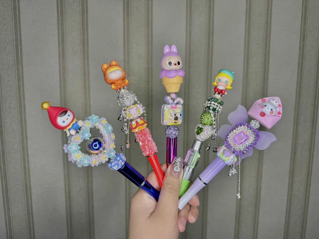 卡通可爱圆珠笔便携旋转女生清新萌趣水笔萌粒笔DIY简约自动超细