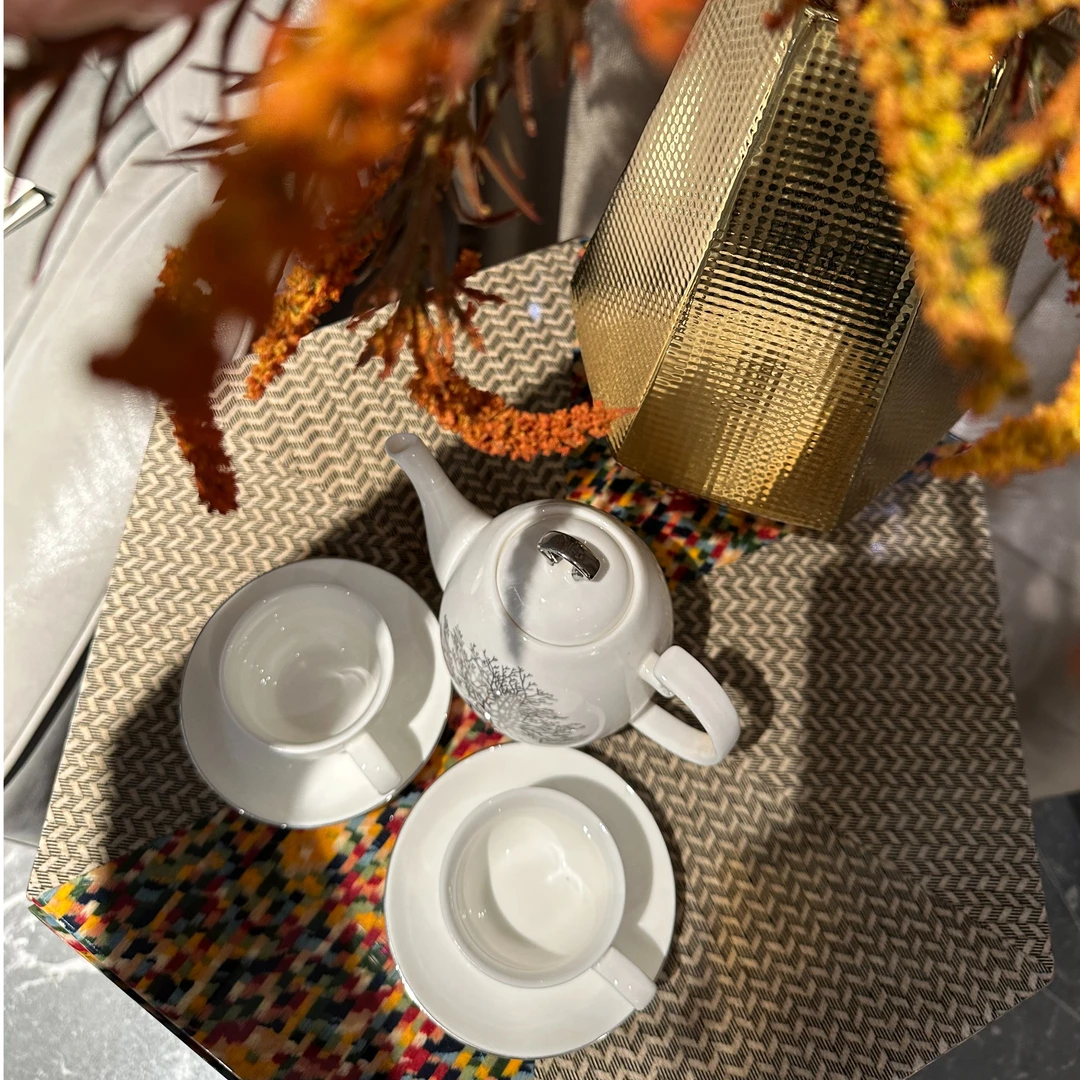 轻奢茶具家用陶瓷白瓷手工白瓷过滤创意简约杯碟手绘15*8*14