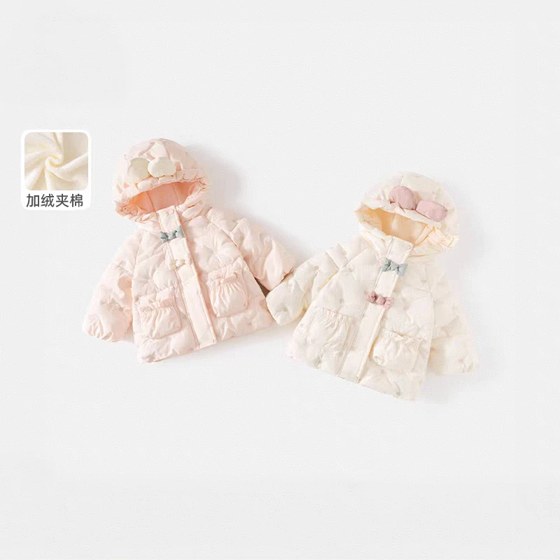 【Bao Bao现货】冬款加绒超可爱女宝宝连帽棉衣88277