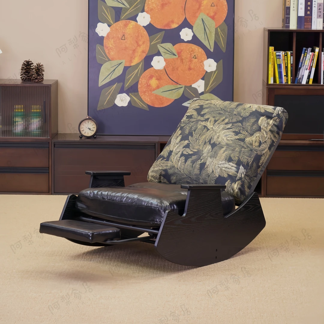 椿野摇椅休闲沙发椅客厅家用懒人沙发皮艺北欧休闲躺椅