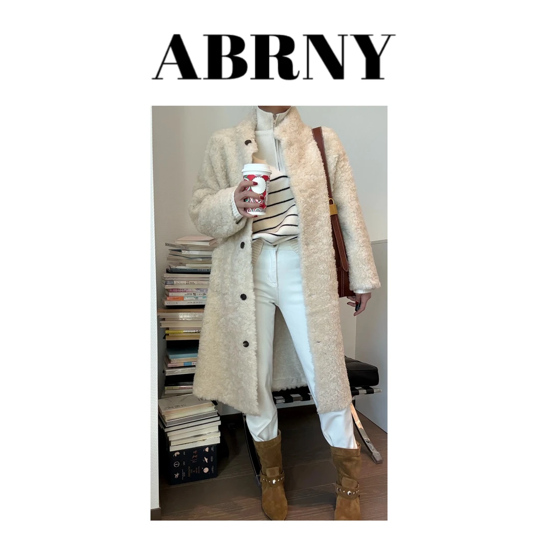 许小黑【暖意随行】100羊毛单排扣长款双口袋皮毛一体秋冬新款956