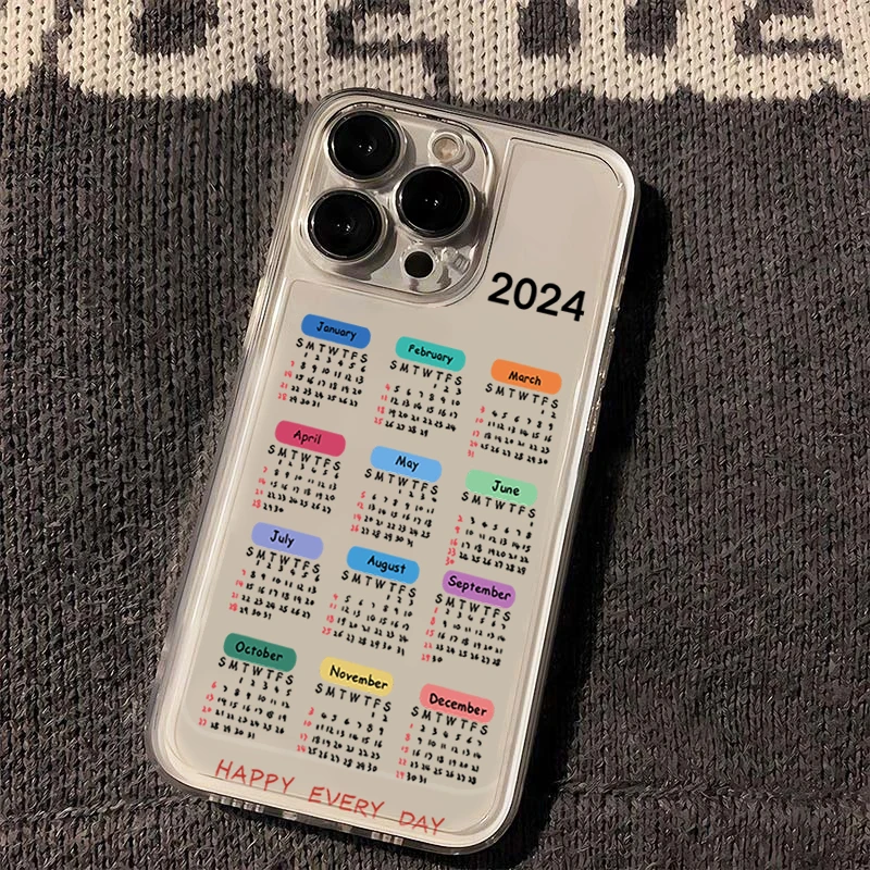 2024日历苹果iPhone15pro手机壳11涂鸦13情侣12简约14plus防摔7/8