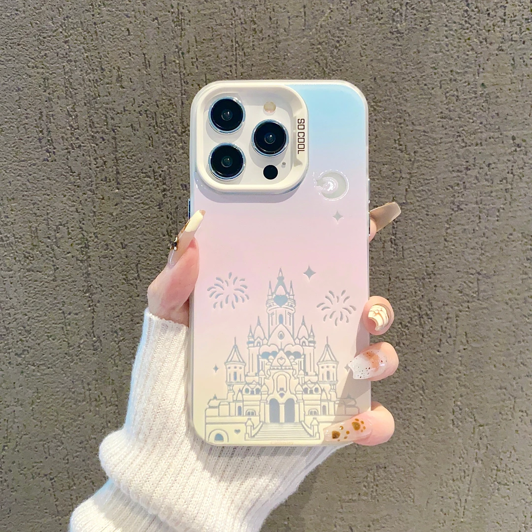 渐变城堡苹果iPhone15pro手机壳13个性12创意11网红ins可爱14元气