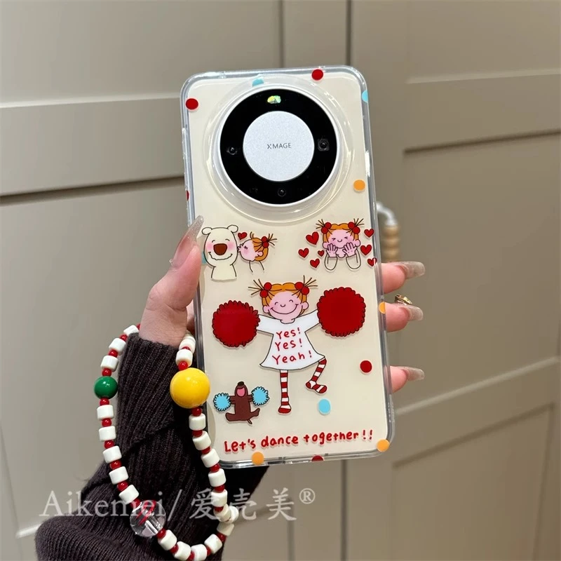 适用华为mate60pro+手机壳趣味可爱卡通coco酱女孩Mate60链条挂绳