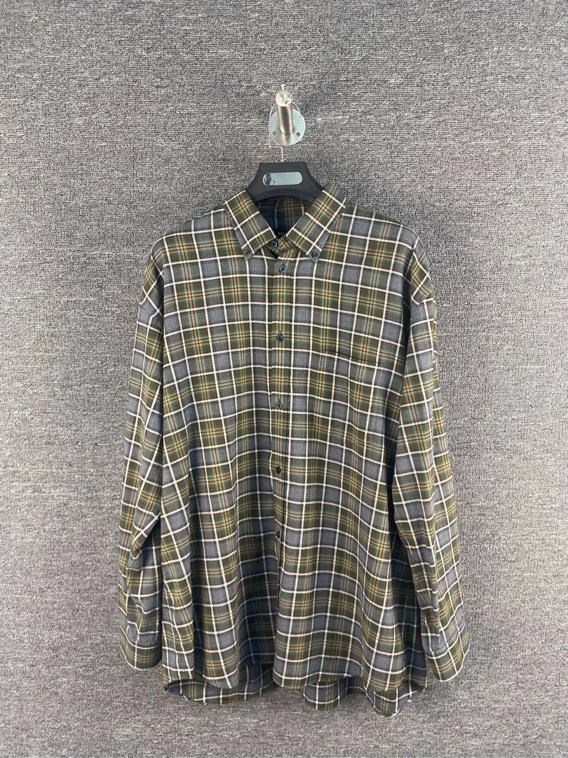 balenciaga巴黎市家 羊毛格纹后背大logo衬衫/42码/全新/带吊牌
