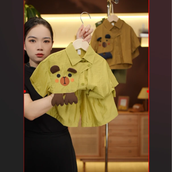 2025新款儿童洋气休闲时尚夏季设计师翻领套装21205