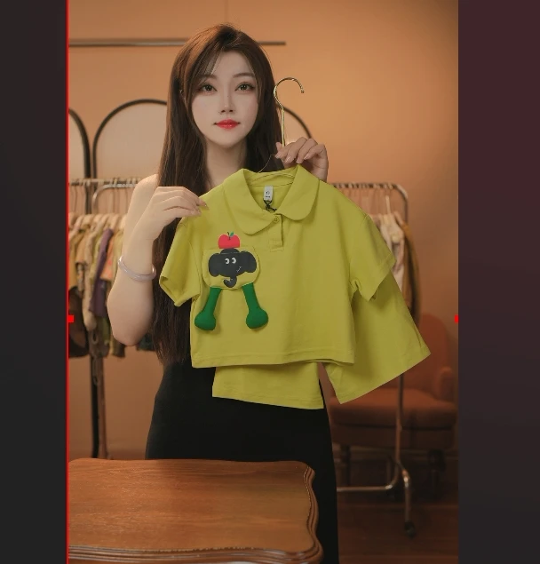 3色2026玩偶休闲夏季洋气百搭翻领设计感宽松时尚套装21158