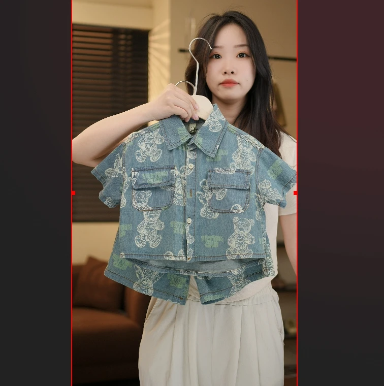 2026夏季新款男童女童纯棉T恤时尚复古休闲宽松潮流印花套装18310