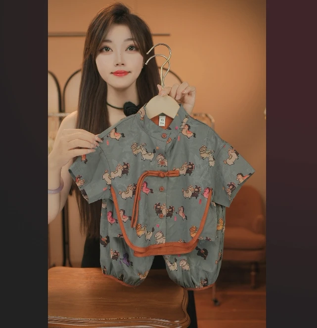 2026夏季新款气质新中式复古日常中国风国潮小马短袖套装21331