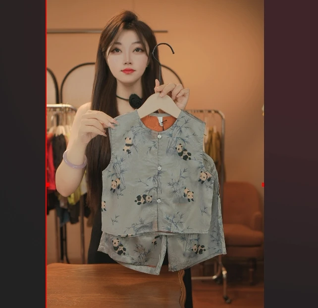 <熊有成竹>2026夏季新款儿童休闲百搭熊猫国风套装21333