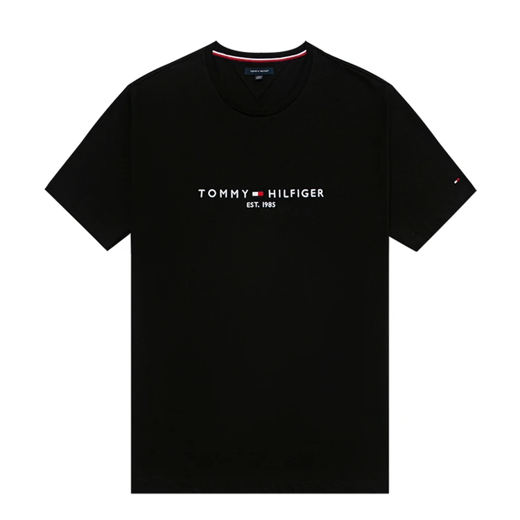 TOMMY HILFIGER 100%进口纯棉t恤夏季新品黑色短袖上衣78J6318 ZZ