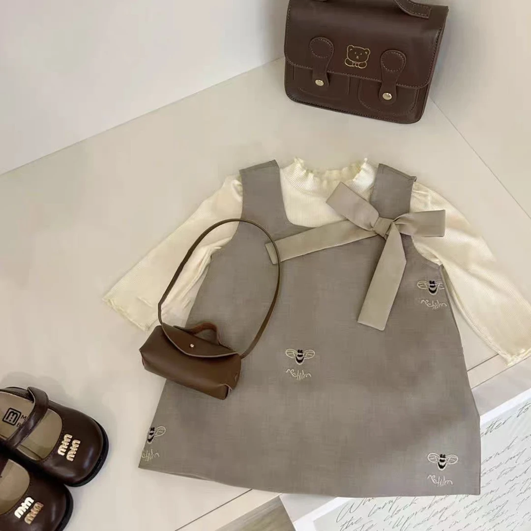 韩系女童套装秋季新款女宝宝洋气学院风衬衫百褶裙两件套潮