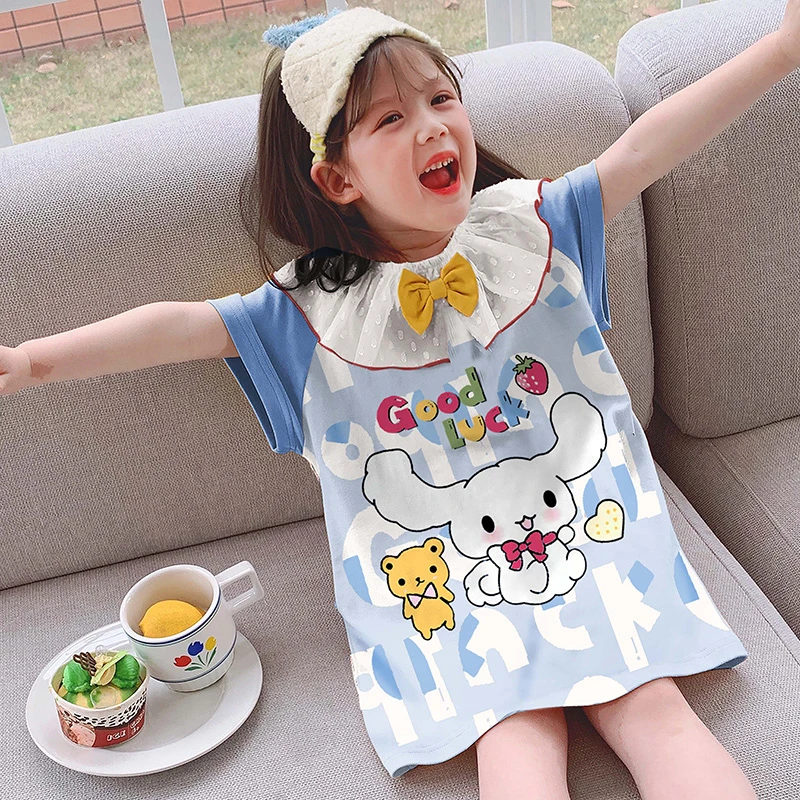 儿童睡衣薄款夏季莫代尔大童女童睡裙亲子母女家居服2024新款女孩