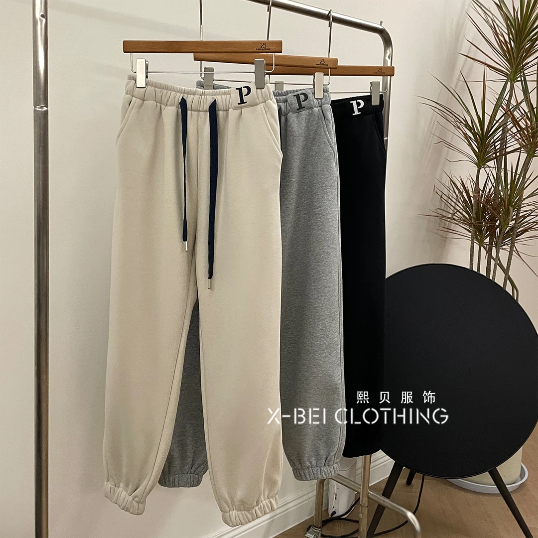 【年终大回馈 只出不进】刺绣字母百搭显瘦束脚加绒休闲裤 K6016