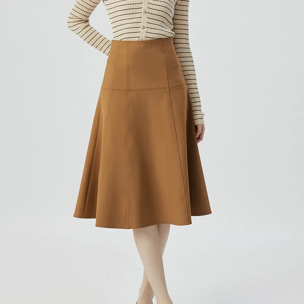 【商场同款】鱼尾A字高腰半身裙中长款时尚气质优雅纯色裙女5200406