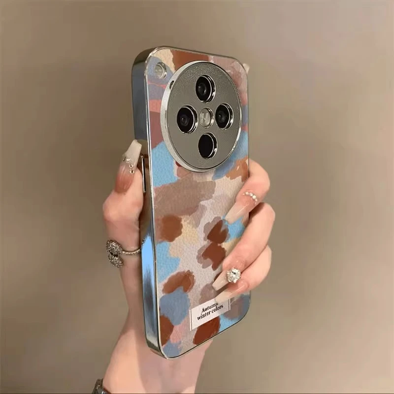 全包摄像头适用于oppofindx8手机壳新款晕染笔刷电镀小羊皮findx6