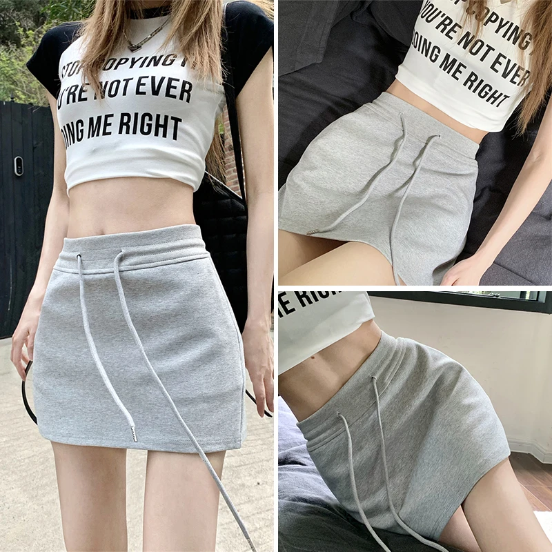 外穿显瘦半身裙女款爆款2024新款包臀裙子夏季短裙高腰灰色卫裙