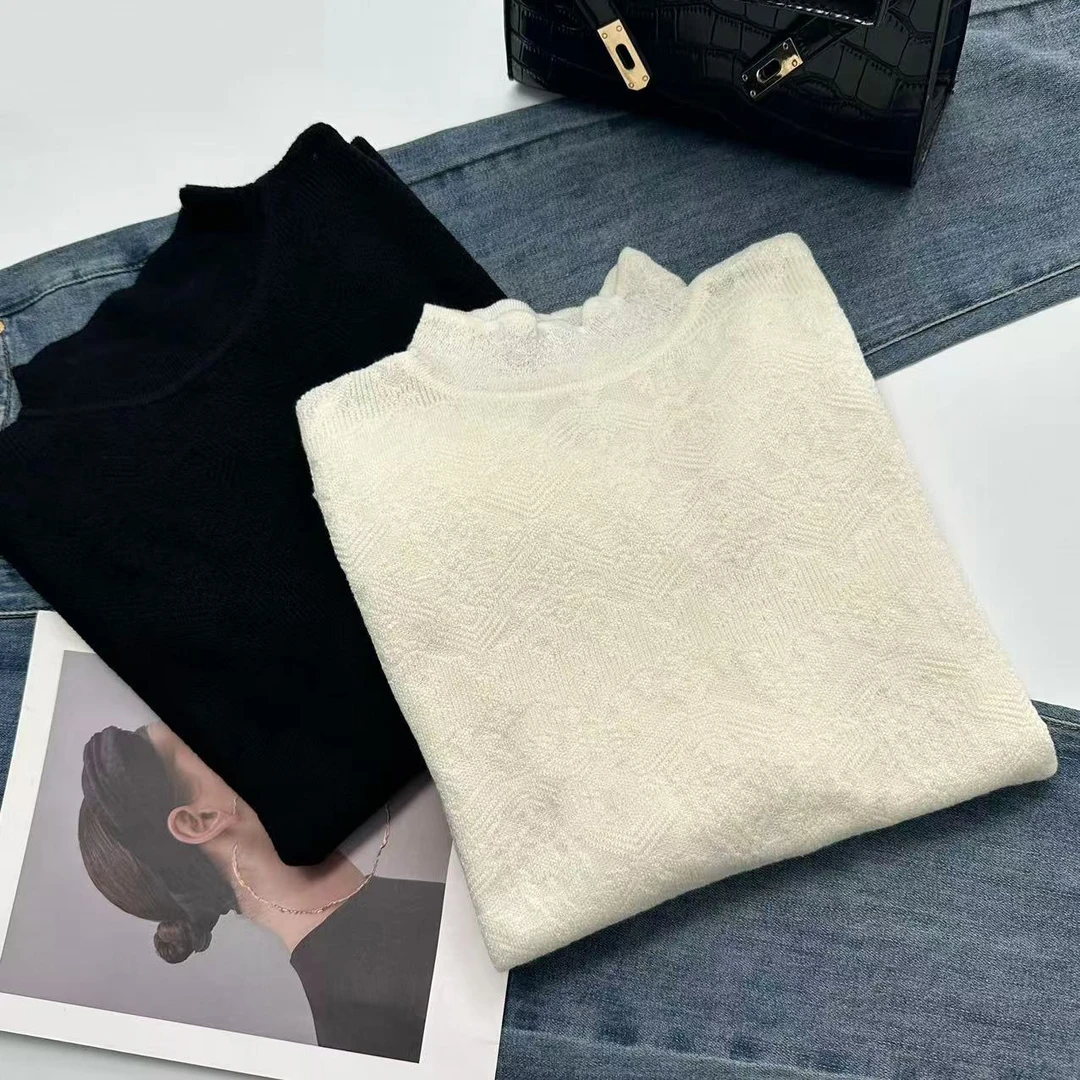 【初恋】实体单版本！ 秋冬搭配花边超柔欧根纱打底针织衫Y5145杏