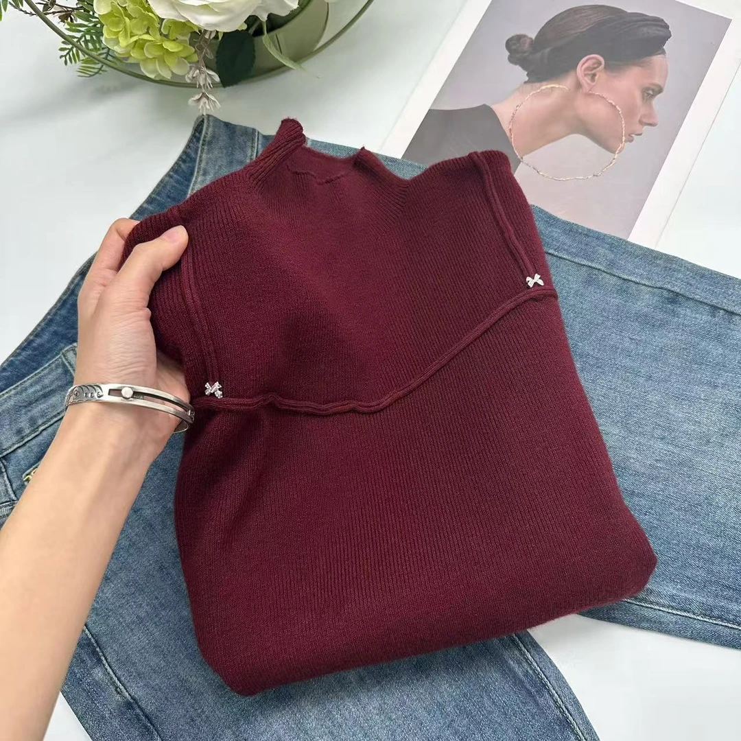 飞飞家 冬款内搭气质优雅假吊带正肩针织衫Y5575