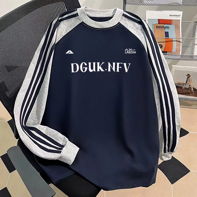 100%纯棉早秋季新款hiphop打底衫长袖插肩个性男女同款上衣男ins