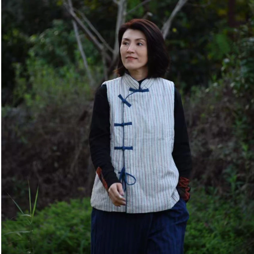 桑在云间 行云流苏土布双层马甲