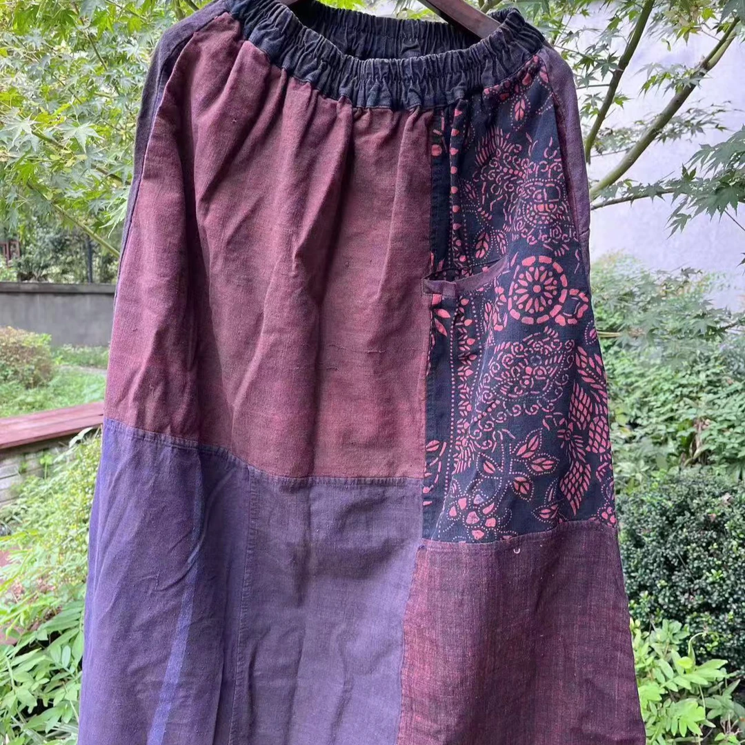 桑在云间  静澜A字土布半裙