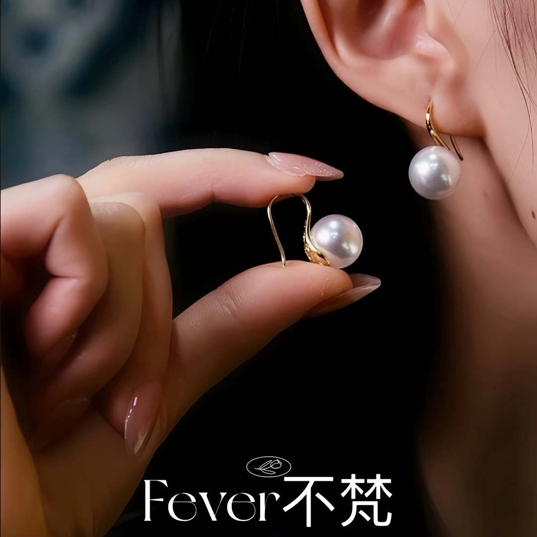 925银耳饰 S925纯银针人造施家珍珠耳钉高跟鞋耳勾款轻奢耳环百搭