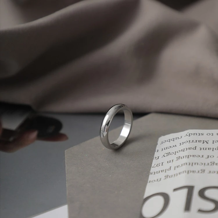 钛钢戒指 七夕简约时尚情侣素圈戒指个性冷淡风指环不掉色素款ins