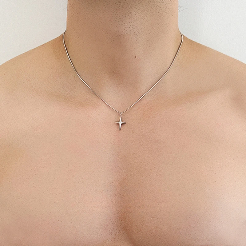 钛钢项链  星星吊坠项链个性甜酷风简约十字架小众ins冷淡风素款