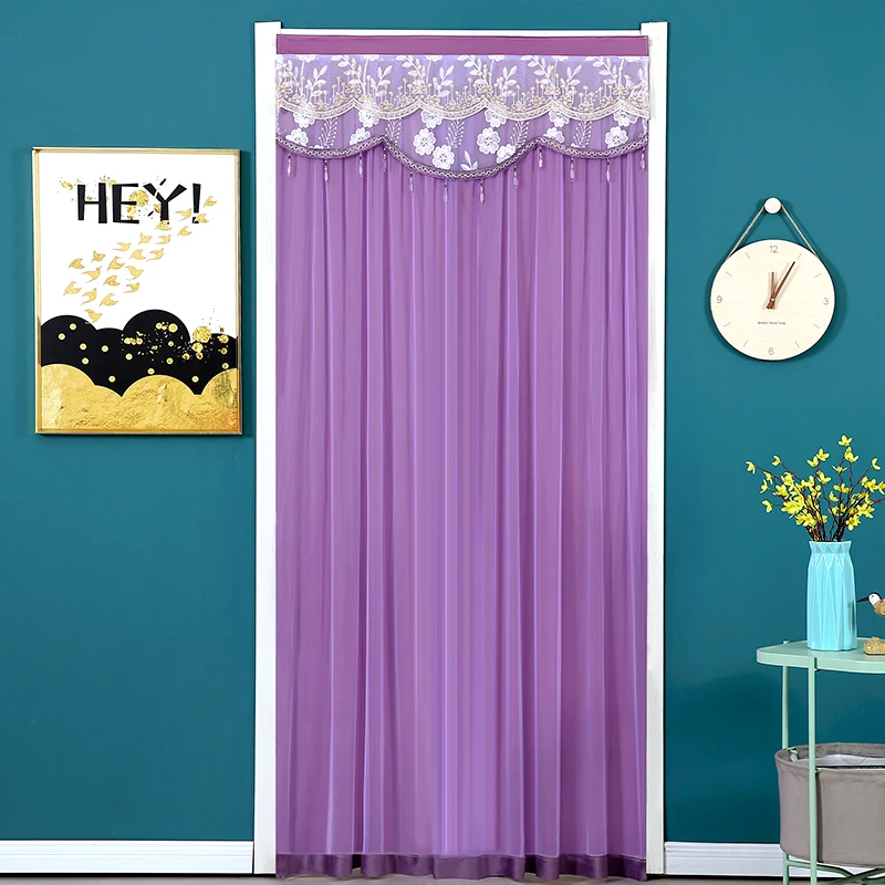 夏季防蚊防走光装饰帘隐私门帘免打孔卧室纱帘防蚊双层蕾丝门帘子