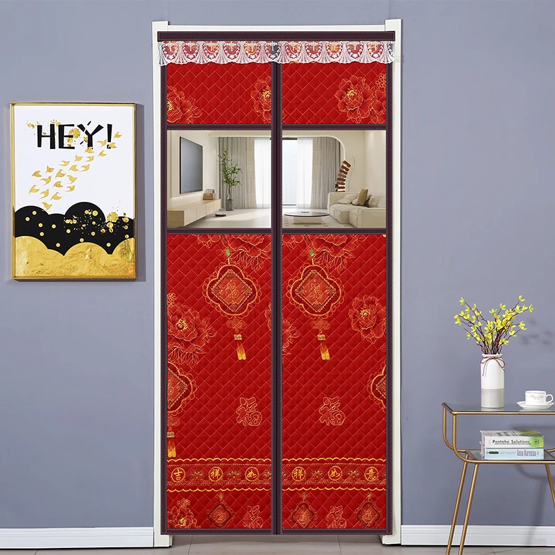 加厚挡风棉门帘家用磁吸保暖保温挡风可视防风密封隔断帘冬季防寒