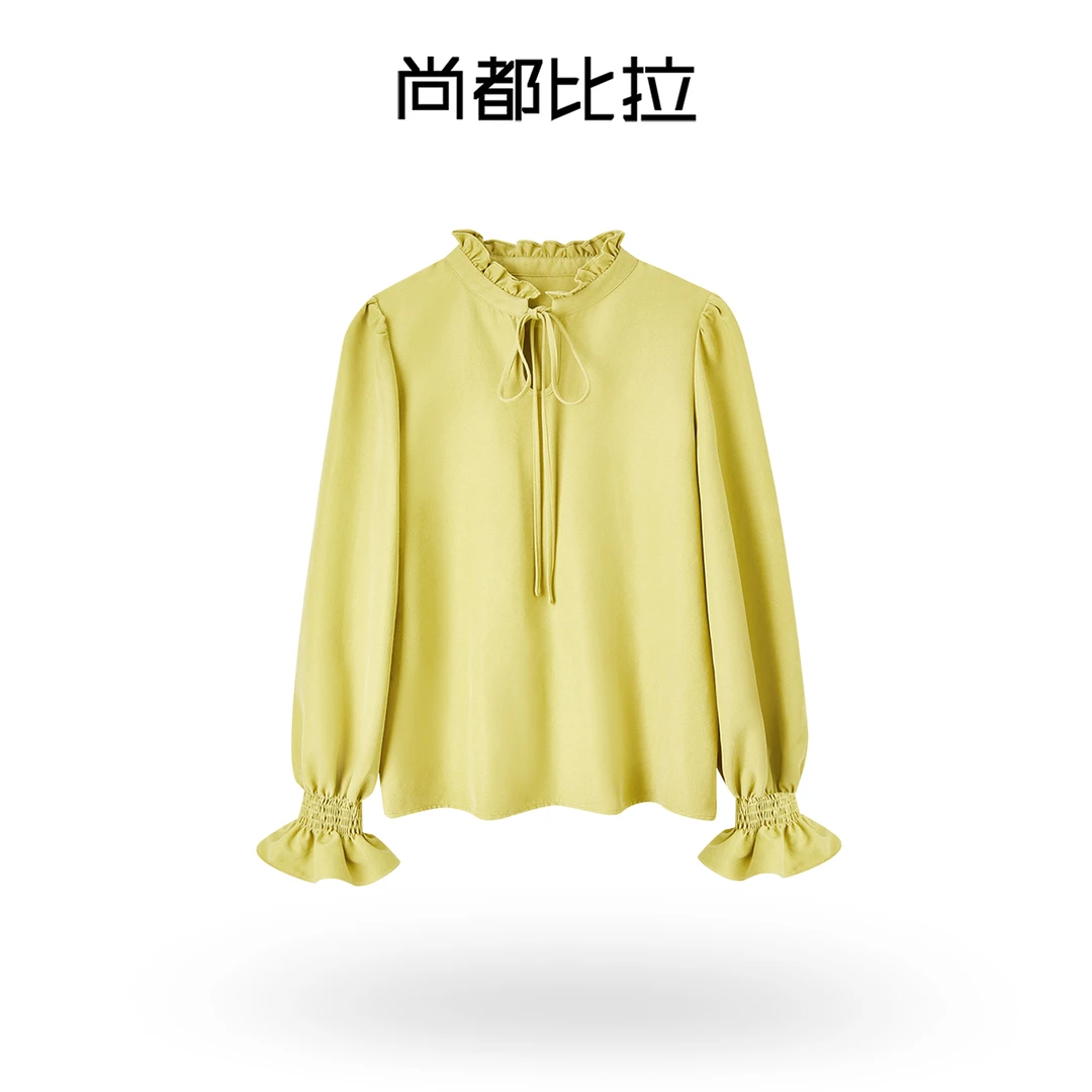 通勤日常轻熟女人韵味知性通勤荷叶领衬衫 52685