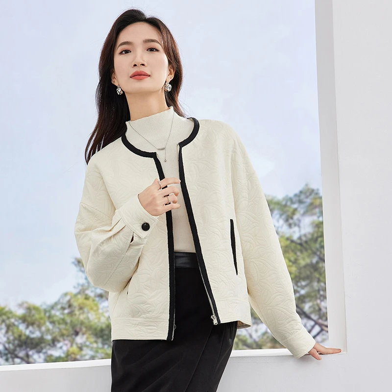 时尚优雅冷淡系短款圆领落肩小个子洋气外套52465